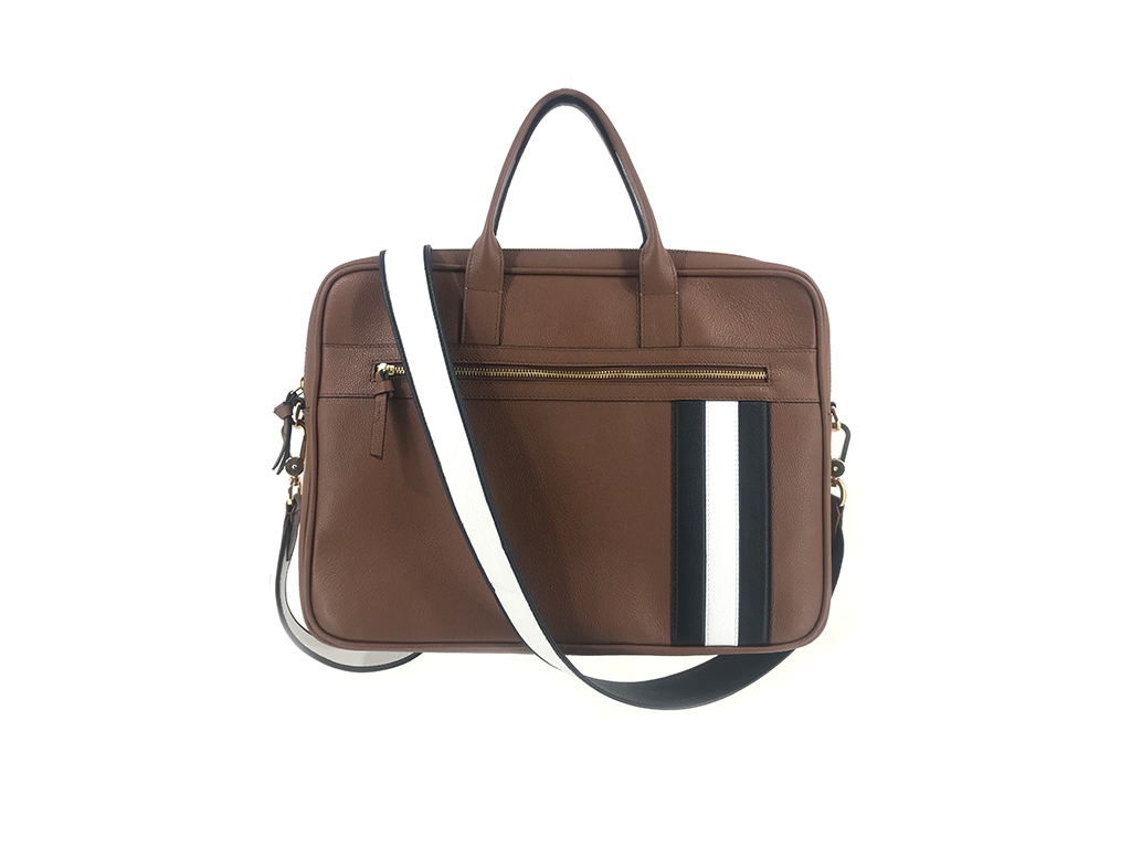 Leather laptop bag with detachable strap