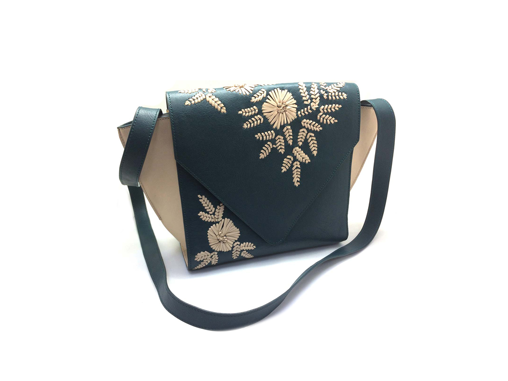 Leather embroidery design sling bag