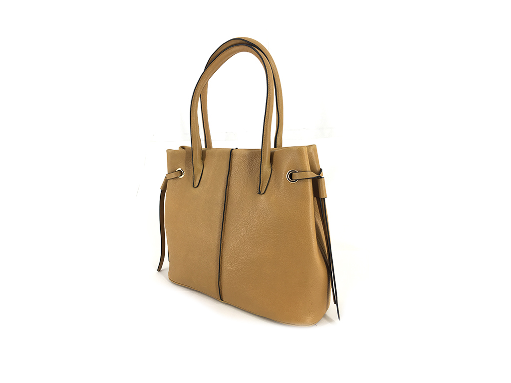 Leather tote Bag with contrast edge colour