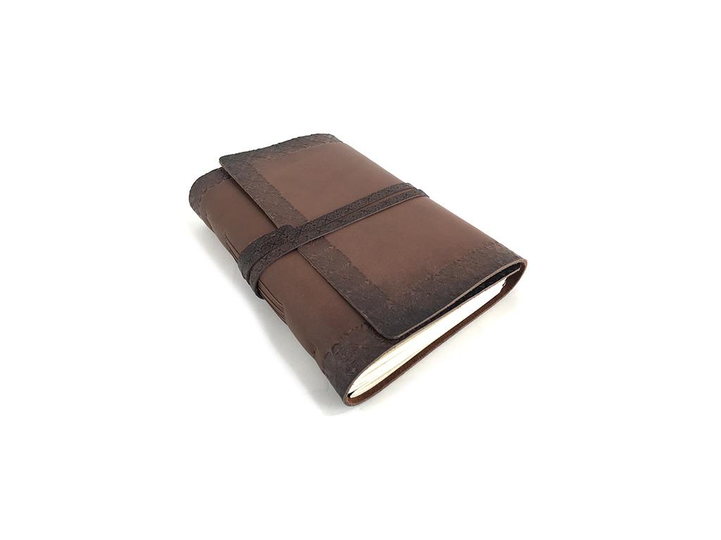Leather Journal with knitted cotton thread journal,
size 6 X 8 inch with mill made paper
