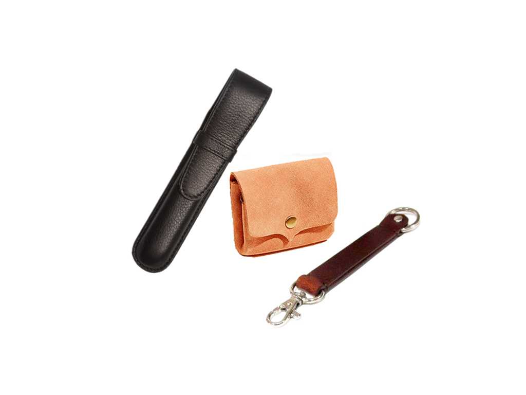 Key chain, coin wallet and pen case