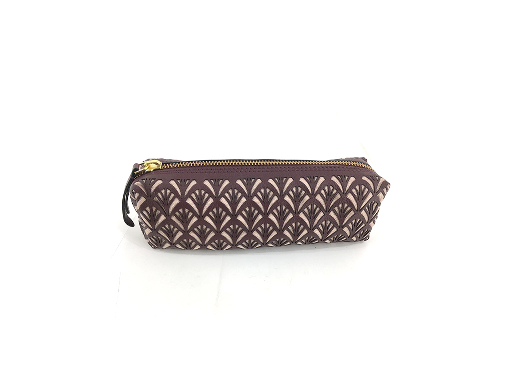 Laser cut leather pencil pouch with metal zipper 