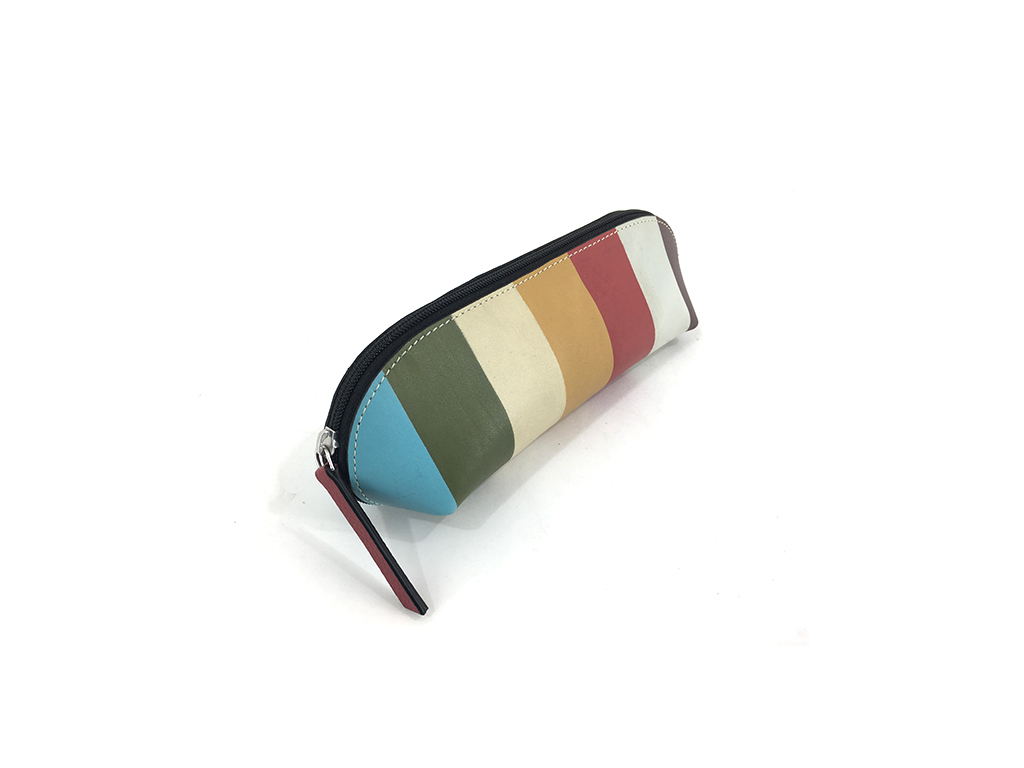 Stip printed leather pencil pouch
